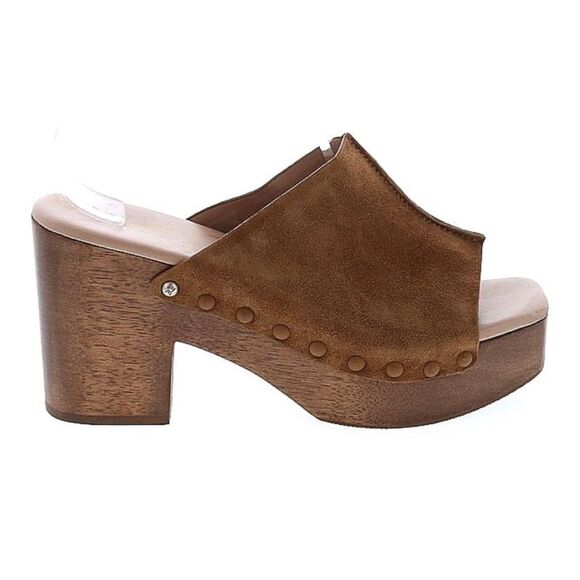 Brown Suede Clogs, Square-toe, Sam Edelman, Size 8.5 - Picture 4 of 12